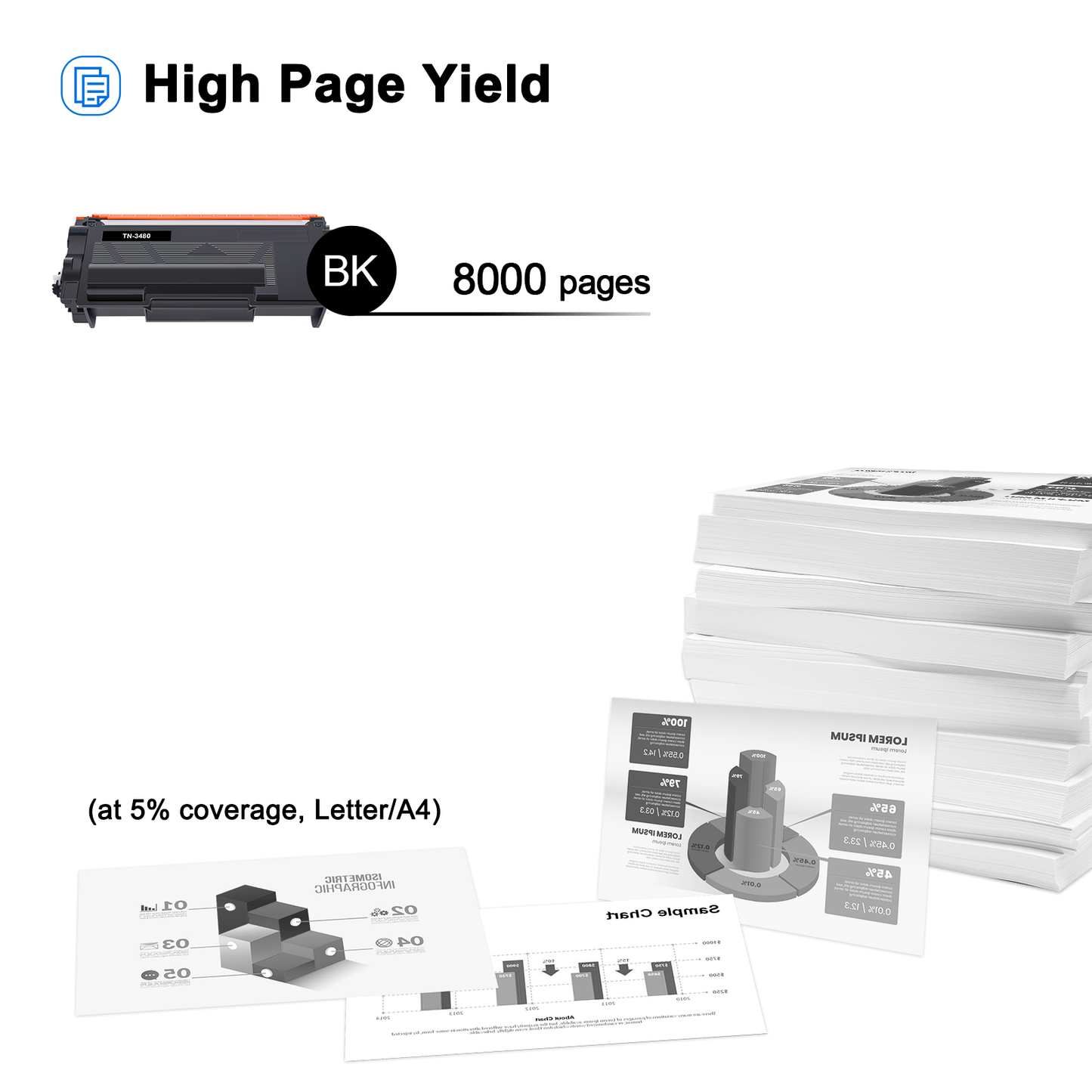 Toner Bank TN3480 Kompatible für Brother TN-3480 TN3480 TN 3480 HL-L5100DN MFC-L5750DW MFC-L5700DW HL-L5200DW HL-L6400DW HL L5100DN MFC L5750DW HL-L5000D TN-3430 TN3430 3430 Schwarz, 2er-Pack