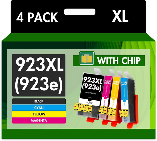 923XL 923 8130e Ink Cartridges Combo Pack with Chip: Replacement for HP Ink 923e 923 923XL for HP923 OfficeJet Pro 8130e 8135e 8139e 8138e 8122e 8120 8124e 8125e 8130 8132e 8134e Printer