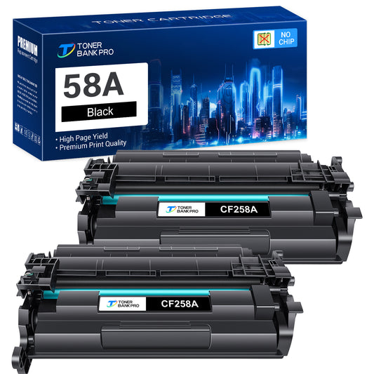 58A Toner Cartridge Black (NO-chip) Compatible for HP 58A 58X CF258A CF258X for HP LaserJet Pro M404 M404n M404dn M404dw LaserJet MFP M428 M428dw M428fdn M428fdw M430f Printer Ink (2-PACK)