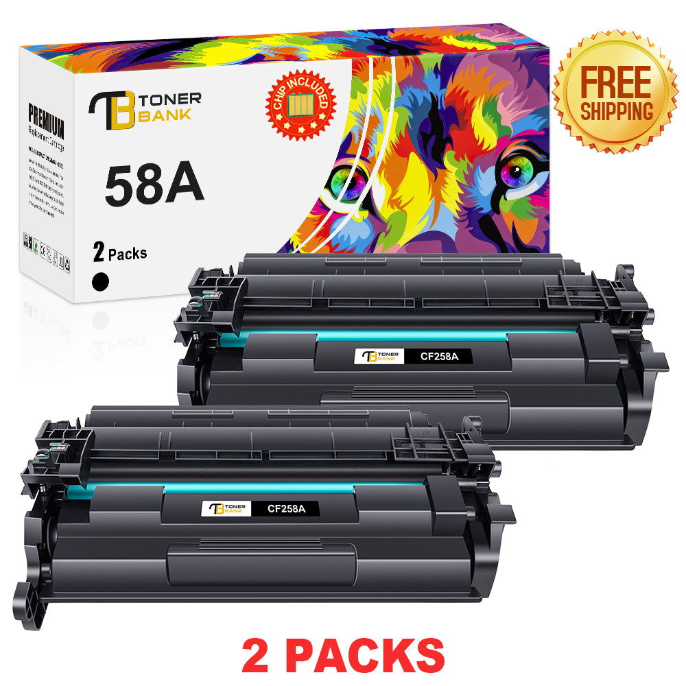 compatible hp 58a cf258a toner black 2 pack with chip