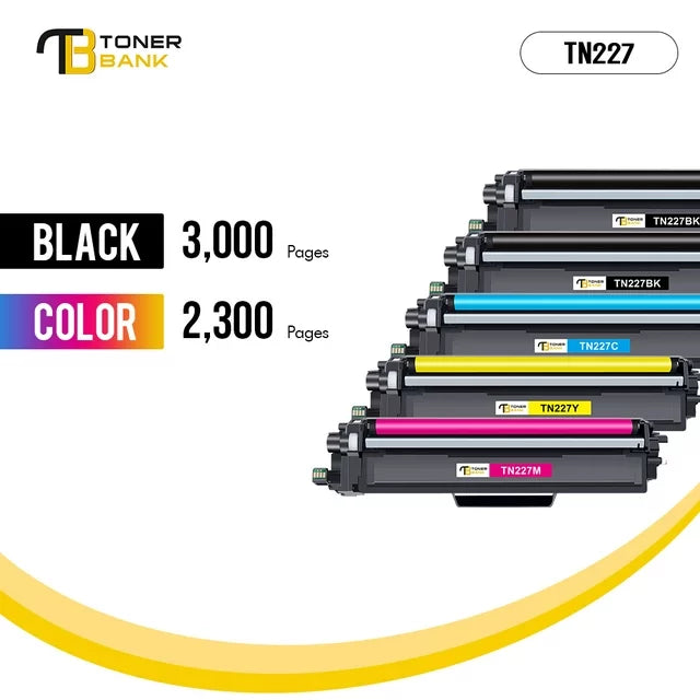 TN227 Toner Cartridge Compatible for Brother TN227 TN223 TN227BK TN-227BK/C/M/Y for MFC-L3770CDW HL-L3290CDW HL-L3270CDW HL-L3210CW HL-L3230CDW MFC-L3750CDW MFC-L3710CW Printer Ink (5-Pack)