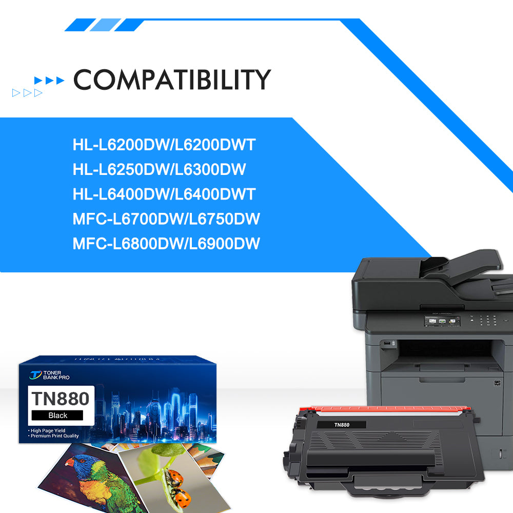 TN880 Super Toner Cartridge Compatible for Brother TN880 Black TN-880 TN 880 HL-L6200DW L6200DWT L6400DW L6400DWT MFC-L6700DW L6800DW L6900DW Printer Ink (2-Pack)