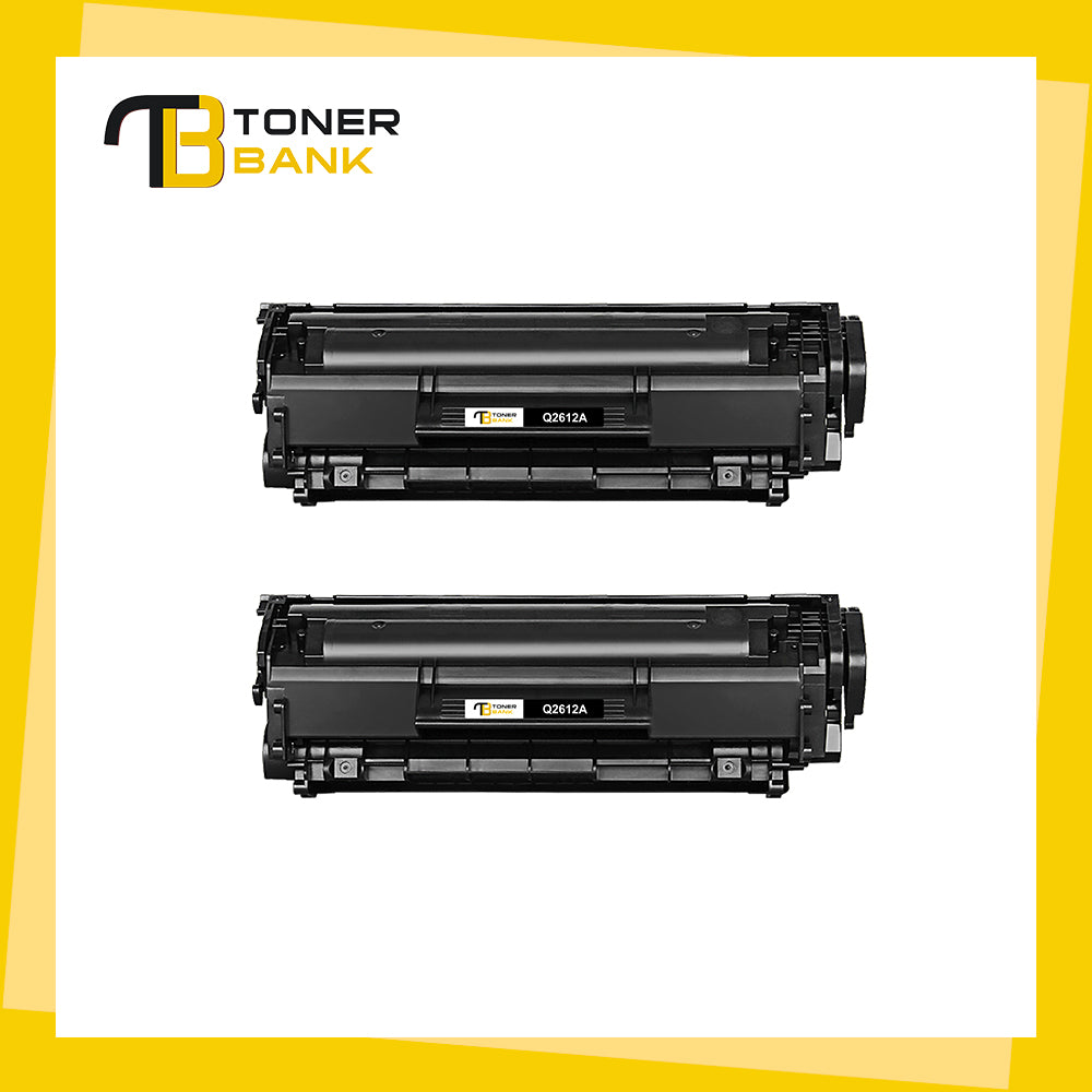 Q2612A 12A Toner Cartridge Black 2-Pack Compatible for HP 12A Q2612D 1020 Laserjet 1022 1020 1010 1012 M1319 MFP 3055 MFP 3050 3030 3020 3050 M1005 MFP 1015 1018 3015 3050z 3052 3055 Printer Ink