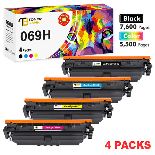 069H 069 Toner Cartridge High Yield With Chip Compatible for Canon 069H CRG069H imageCLASS MF753Cdw MF752Cdw MF751Cdw LBP673Cdw LBP674Cx LBP674Cdw MF756Cx (Black Cyan Magenta Yellow, 4-Pack)