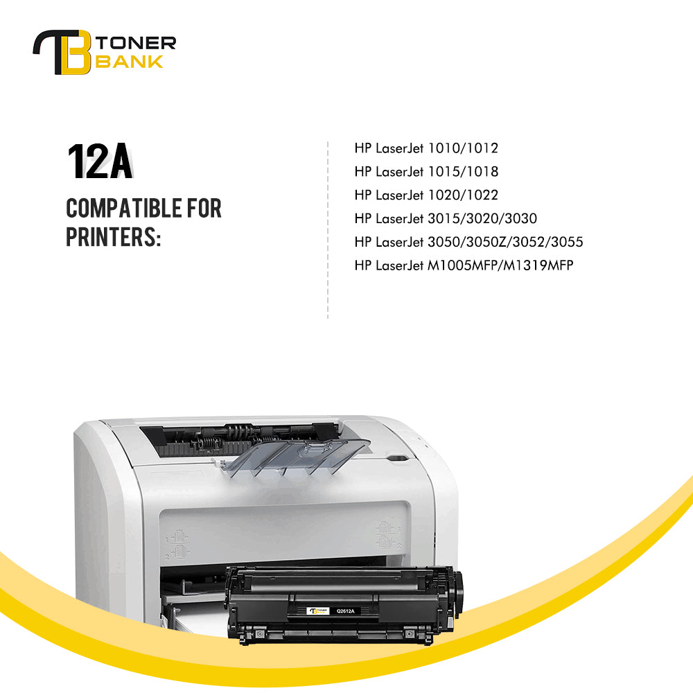 12A Black Toner Cartridge Compatible for HP 12A Q2612A Q2612D Laserjet 1012 1022 1020 1018 1022N 1010 3015 3050 3030 3052 3055 M1319F Printer Ink (4-Pack, Black)