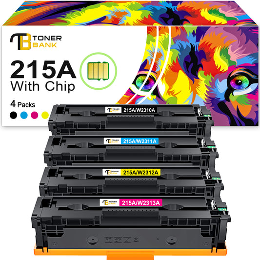 WITH-CHIP | 215A Toner Cartridge Compatible for HP 215A W2310A for HP Color LaserJet Pro M182nw M183fw M182 M183 M155 W2310A W2311A W2312A W2313A Printer Ink (Black, Cyan, Magenta, Yellow, 4-Pack)