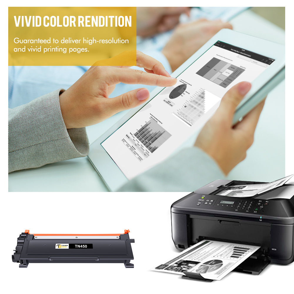 TN450 Toner Cartridges Compatible for Brother TN-450 TN420 TN 420 HL-2270DW HL-2280DW DCP-7065DN MFC-7360N MFC-7860DW HL-2240D DCP-7060D MFC7460DN MFC7240 Printer High Yield (2-Pack, Black)