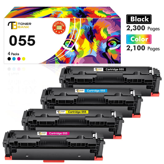 055 055H Toner Cartridge Set Compatible for Canon 055 CRG-055 055H Color imageCLASS MF743Cdw MF741Cdw MF745Cdw MF746Cdw LBP664Cdw LBP663CDW Printer Ink (Black Cyan Magenta Yellow, 4-Pack)