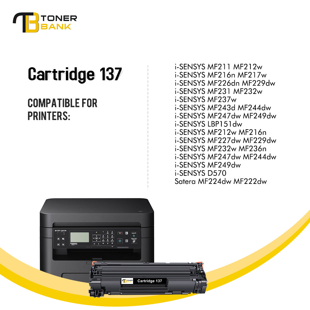 137 Black Toner Cartridge 4-Pack Compatible for Canon Cartridge 137 CRG137 CRG-137 i-SENSYS MF232w D570 MF236n MF242dw MF244dw MF247dw MF227dw MF220 MF230 MF240 MF210 Printer High Yield