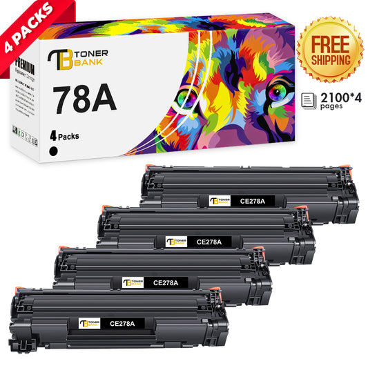 78A Toner Cartridges High Yield Replacement for HP 78A CE278A Toner Cartridge | Works with HP Laserjet Pro P1606DN P1566, P1606 Series, HP Laserjet Pro MFP M1536dnf M1536 Series | CE278D 4 Black