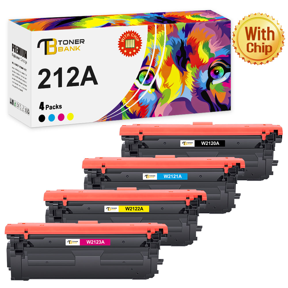 Toner Bank 212A Toner Cartridge 4-Pack Compatible for HP 212A W2120A 212X W2120X Color Laserjet Enterprise M554dn M555dn MFP M578f M578dn M554 M555 M578 Printer | W2120A W2121A W2122A W2123A