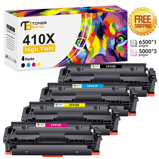 410X 410X Toner Cartridge Compatible for HP 410X CF410X 410A CF410A Laserjet MFP M477fnw M477fdw M477fdn M452dn M452nw M452dw M477 M452 M377 Printer Ink (4-Pack, Black/Cyan/Yellow/Magenta)