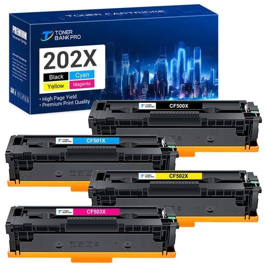 202X Toner Cartridge 4-Pack Compatible for HP 202X CF500X 202A CF500A Color LaserJet Pro MFP M281fdw M281cdw M254dw M254nw M254dn M281fdn M281 M254 Series Printer Ink (Black Cyan Yellow Magenta)