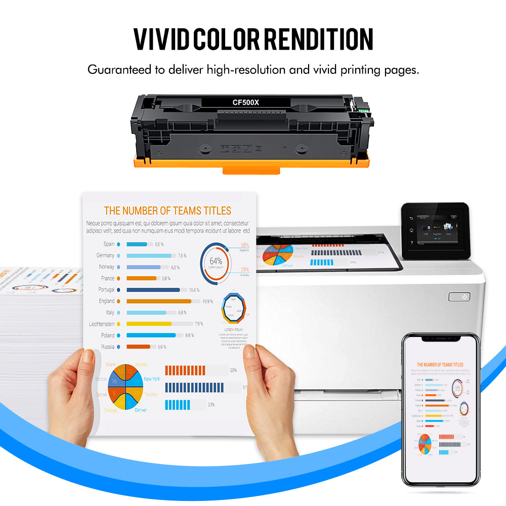 202X Toner Cartridge 4-Pack Compatible for HP 202X CF500X 202A CF500A Color LaserJet Pro MFP M281fdw M281cdw M254dw M254nw M254dn M281fdn M281 M254 Series Printer Ink (Black Cyan Yellow Magenta)