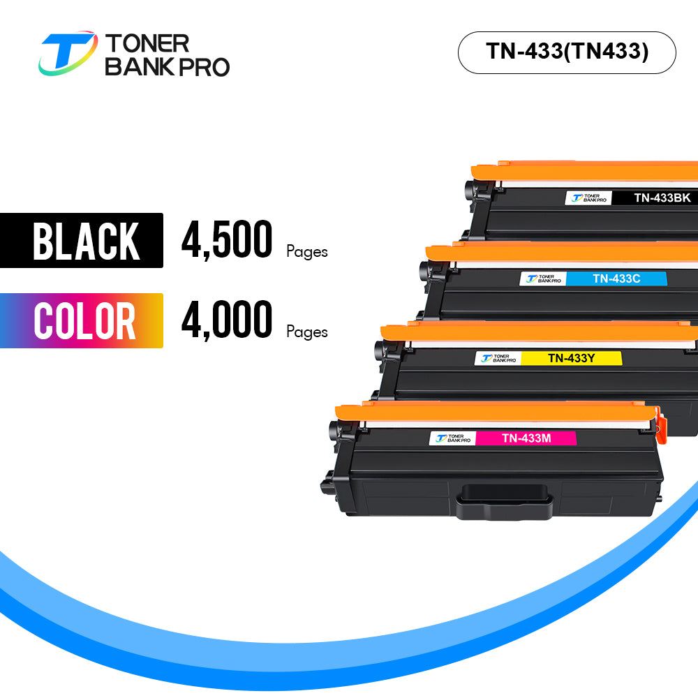 TN433 Toner Cartridge Compatible for Brother TN-433 TN431 TN436 TN433BK TN431BK TN 433 Brother HL-L8360CDW MFC-L8900CDW HL-L8260CDW L8360CDWT MFC-L8610CDW Printer Ink (KCMY, 4-Pack)