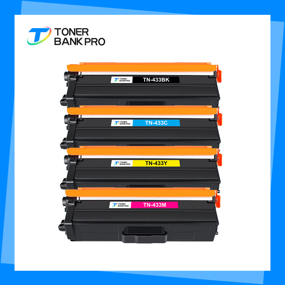 TN433 Toner Cartridge Compatible for Brother TN-433 TN431 TN436 TN433BK TN431BK TN 433 Brother HL-L8360CDW MFC-L8900CDW HL-L8260CDW L8360CDWT MFC-L8610CDW Printer Ink (KCMY, 4-Pack)