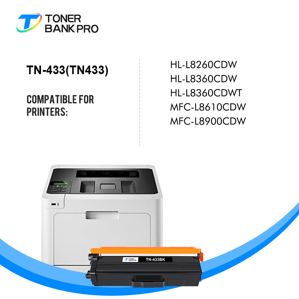TN433 Toner Cartridge Compatible for Brother TN-433 TN431 TN436 TN433BK TN431BK TN 433 Brother HL-L8360CDW MFC-L8900CDW HL-L8260CDW L8360CDWT MFC-L8610CDW Printer Ink (KCMY, 4-Pack)