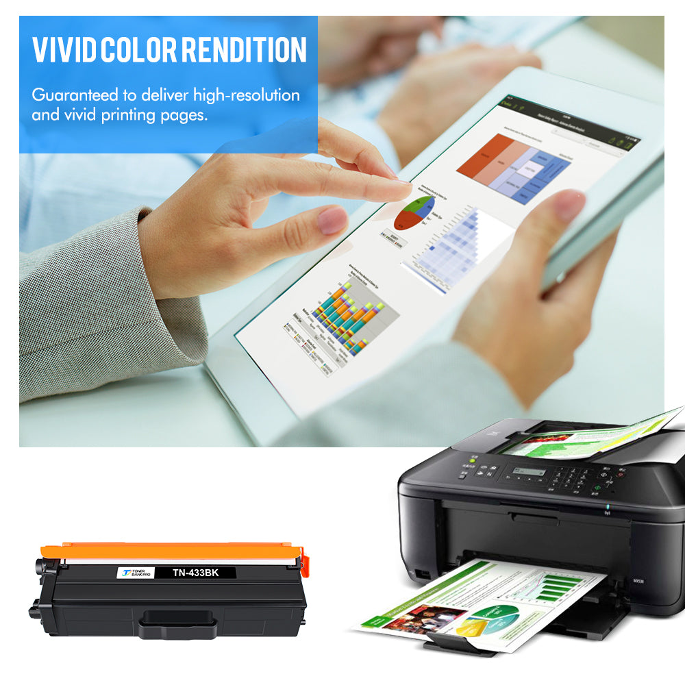 TN433 Toner Cartridge Compatible for Brother TN-433 TN431 TN436 TN433BK TN431BK TN 433 Brother HL-L8360CDW MFC-L8900CDW HL-L8260CDW L8360CDWT MFC-L8610CDW Printer Ink (KCMY, 4-Pack)