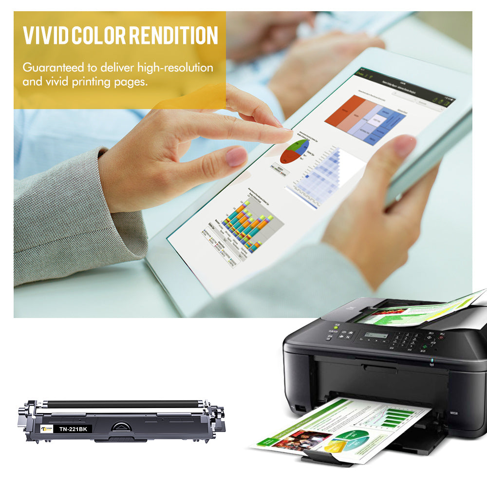Compatible for Brother TN-221 TN-225 TN221 TN225 Toner Cartridge Black Cyan Magenta Yellow, 4-Pack