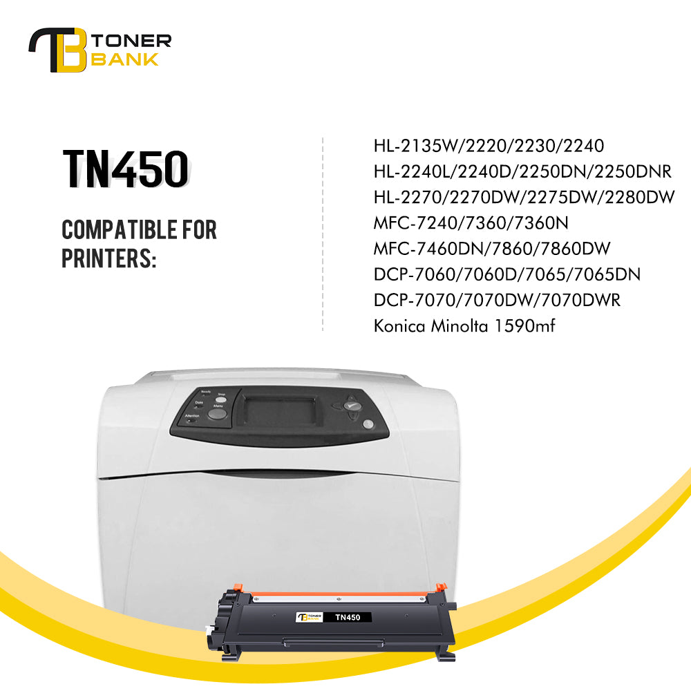 Toner Bank TN450 Toner Cartridges Compatible for Brother TN-450 TN420 TN-420 HL-2270DW HL-2280DW DCP-7065DN MFC-7360N MFC-7860DW HL-2240D DCP-7060D MFC7460DN MFC7240 High Yield (3-Pack, Black)