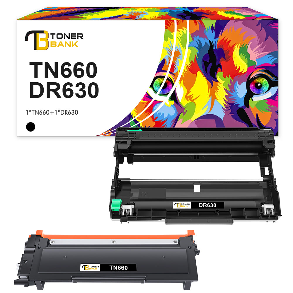Toner Bank TN660 Toner Cartridge and DR630 Drum Unit Set Compatible for Brother TN-660 DR-630 HL-L2300D HL-L2320D MFC-L2740DW HL-L2380DW (1x TN-660 Toner + 1x DR-630 Drum Unit, Black)