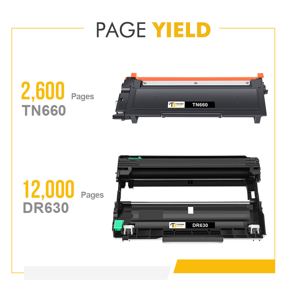 Toner Bank TN660 Toner Cartridge and DR630 Drum Unit Set Compatible for Brother TN-660 DR-630 HL-L2300D HL-L2320D MFC-L2740DW HL-L2380DW (1x TN-660 Toner + 1x DR-630 Drum Unit, Black)