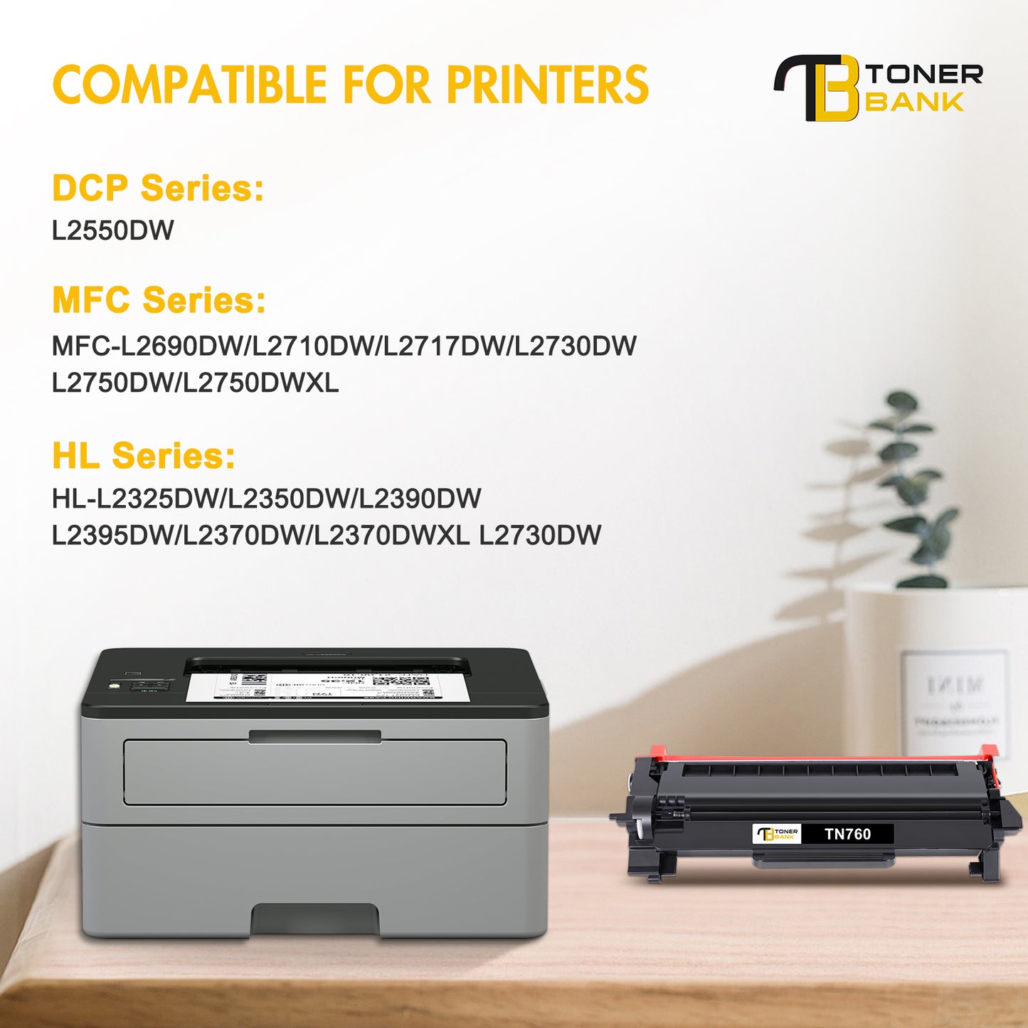 Toner Bank 10-Pack TN760 TN730 Toner Cartridge Compatible for Brother TN760 TN-760 TN 760 TN730 730 for MFC-L2710DW HL-L2395DW MFC-L2750DW DCP-L2550DW HL-L2370DW HL-L2390DW Printer (Black)
