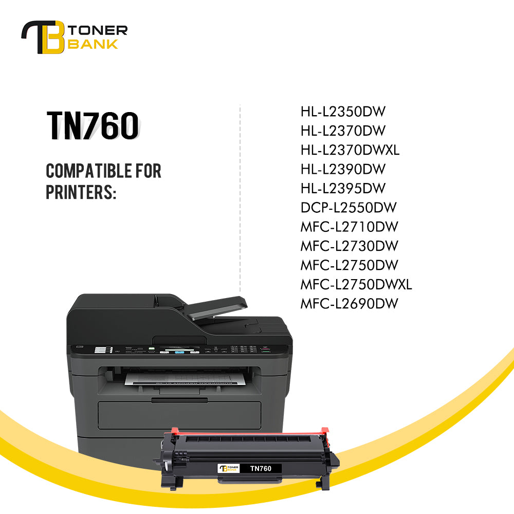 compatible for brother tn760 toner cartridge black 2 pack