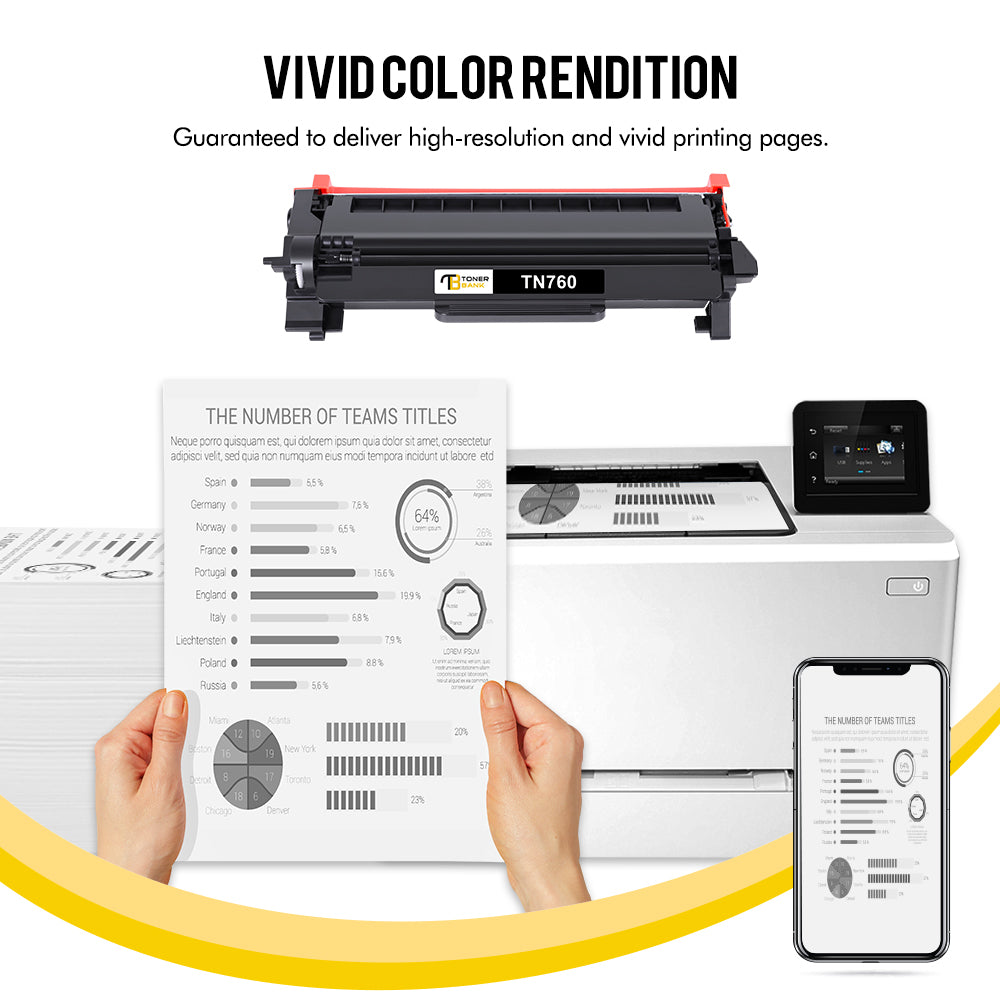 compatible for brother tn760 toner cartridge black 2 pack