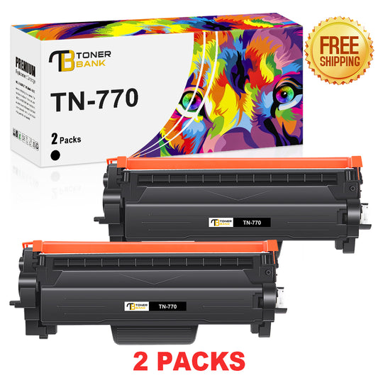 Toner Bank TN770 Toner Cartridge Compatible for Brother TN-770 TN770 High Yield for MFC-L2750DW MFC-L2750DWXL HL-L2370DW HL-L2370DWX Printer (Black, 2-Pack)