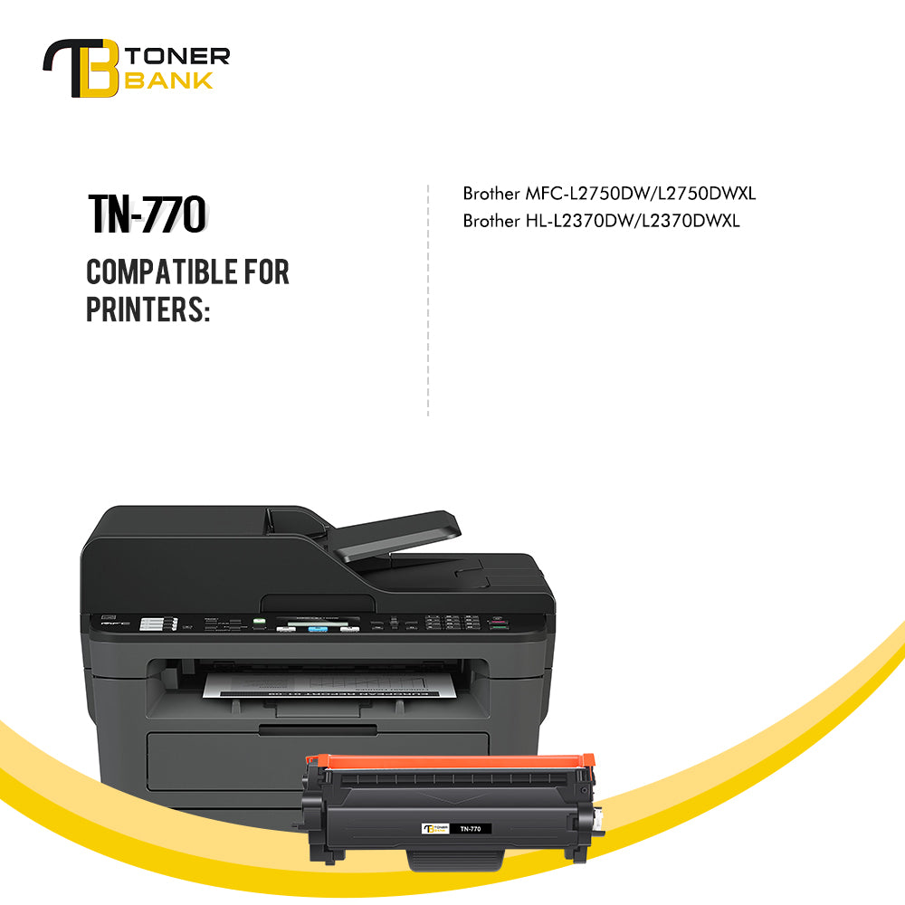 Toner Bank TN770 Toner Cartridge Compatible for Brother TN-770 TN770 High Yield for MFC-L2750DW MFC-L2750DWXL HL-L2370DW HL-L2370DWX Printer (Black, 2-Pack)