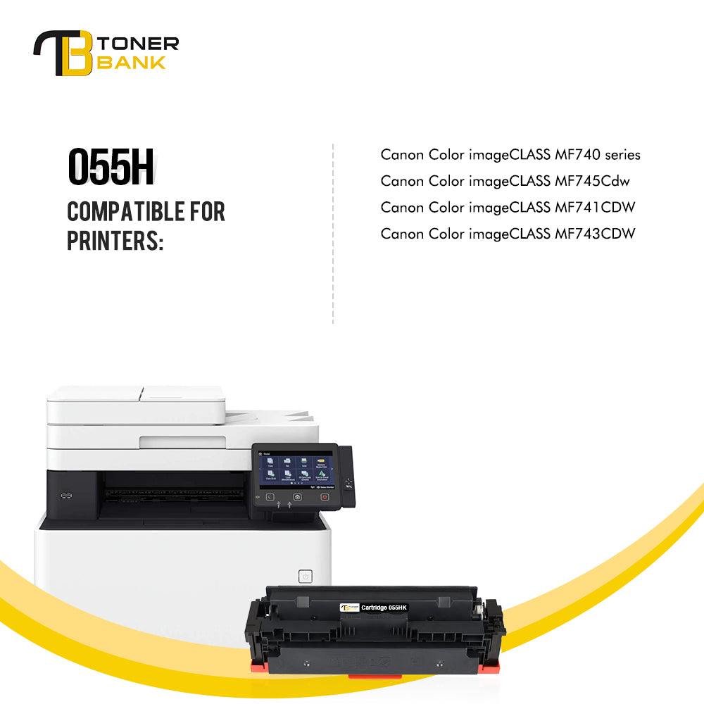 Toner Bank Compatible 055H 055 Toner Cartridge for Canon 055H 055 High Capacity for Color imageCLASS MF743Cdw MF741Cdw MF745Cdw MF746Cdw LBP664Cdw Printer Ink (Black Cyan Magenta Yellow, 4-Pack)