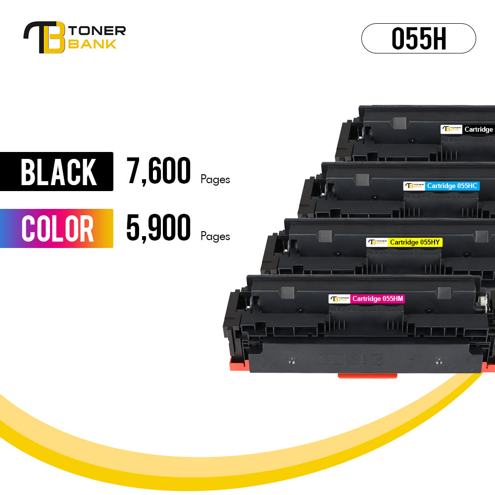 Toner Bank Compatible 055H 055 Toner Cartridge for Canon 055H 055 High Capacity for Color imageCLASS MF743Cdw MF741Cdw MF745Cdw MF746Cdw LBP664Cdw Printer Ink (Black Cyan Magenta Yellow, 4-Pack)