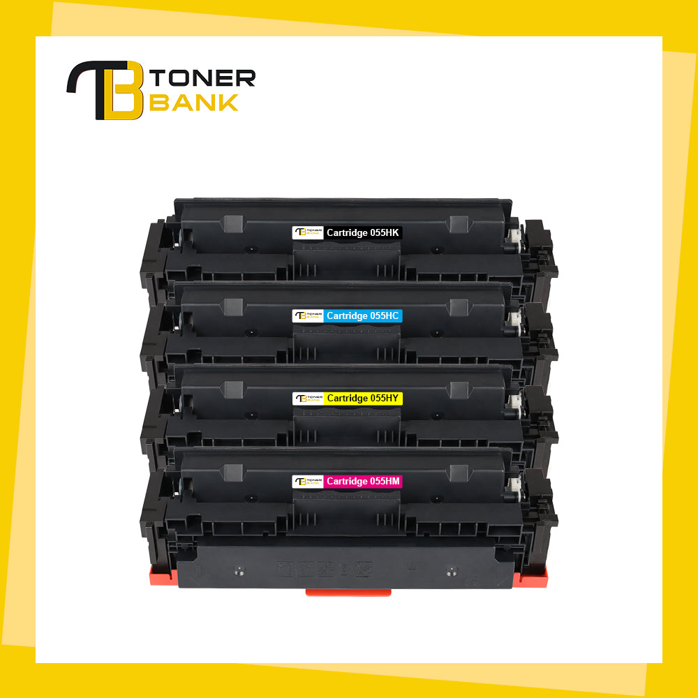 Toner Bank Compatible 055H 055 Toner Cartridge for Canon 055H 055 High Capacity for Color imageCLASS MF743Cdw MF741Cdw MF745Cdw MF746Cdw LBP664Cdw Printer Ink (Black Cyan Magenta Yellow, 4-Pack)