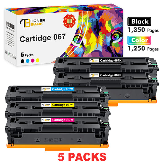 067 067H Toner Cartridge 5-Pack MF656Cdw Compatible for Canon 067 for Canon imageCLASS MF656Cdw LBP632Cdw MF653Cdw LBP633Cdw MF654Cdw MF650 LBP630 Series Printer High Yield CRG067 CRG-067 Ink
