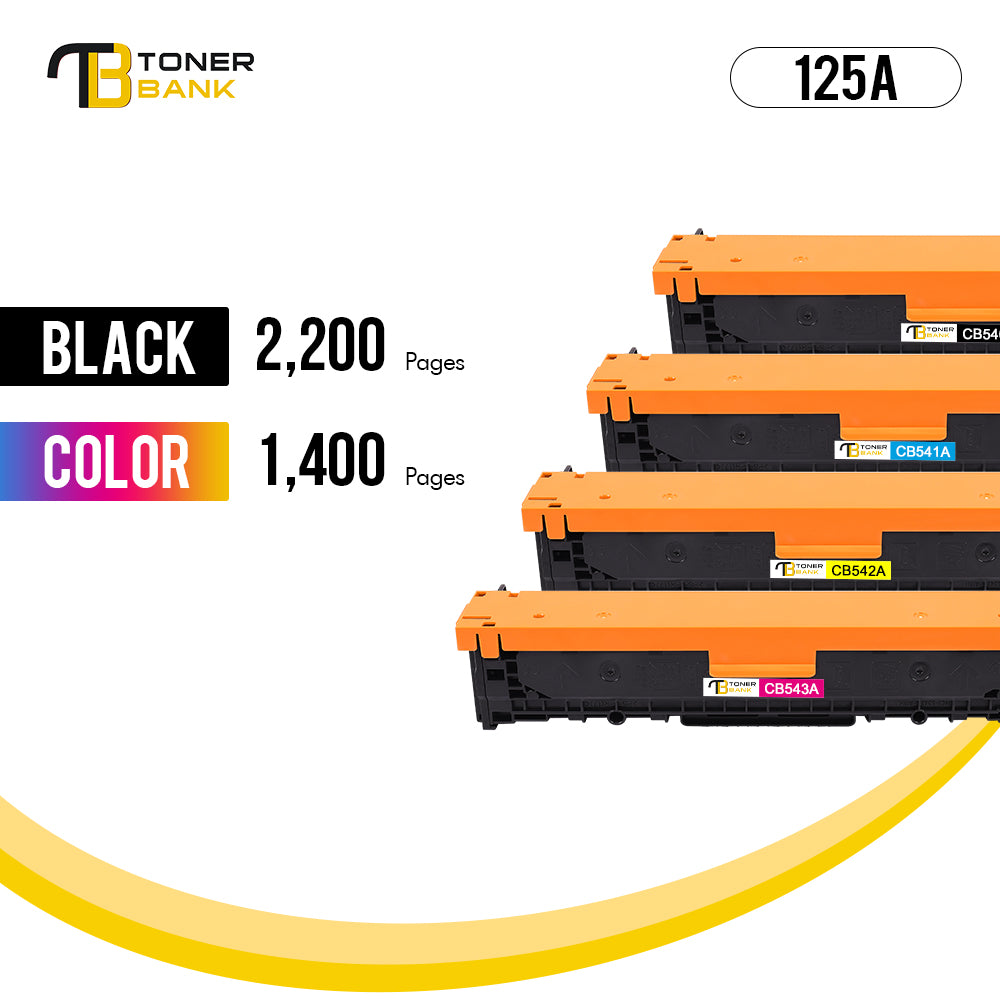 125A Toner Cartridge Compatible for HP 125A CB540A CB541A CB542A CB543A for HP LaserJet CP1215 CP1518ni CP1515n CM1312nfi CM1312 MFP CP1518 Printer Ink (Black/Cyan/Magenta/Yellow, 4-Pack)