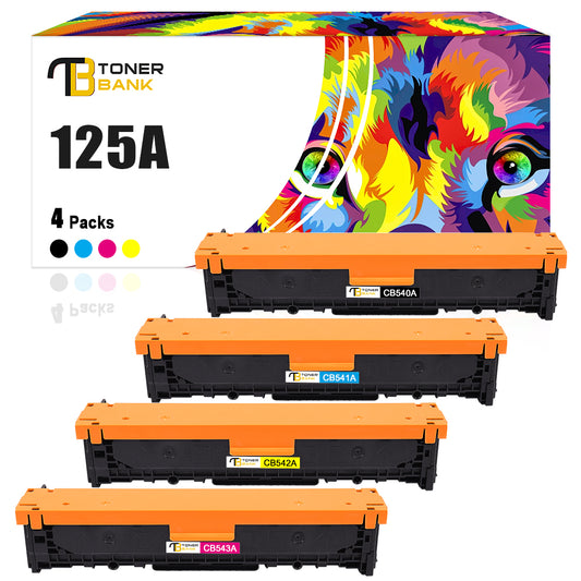 125A Toner Cartridge Compatible for HP 125A CB540A CB541A CB542A CB543A for HP LaserJet CP1215 CP1518ni CP1515n CM1312nfi CM1312 MFP CP1518 Printer Ink (Black/Cyan/Magenta/Yellow, 4-Pack)