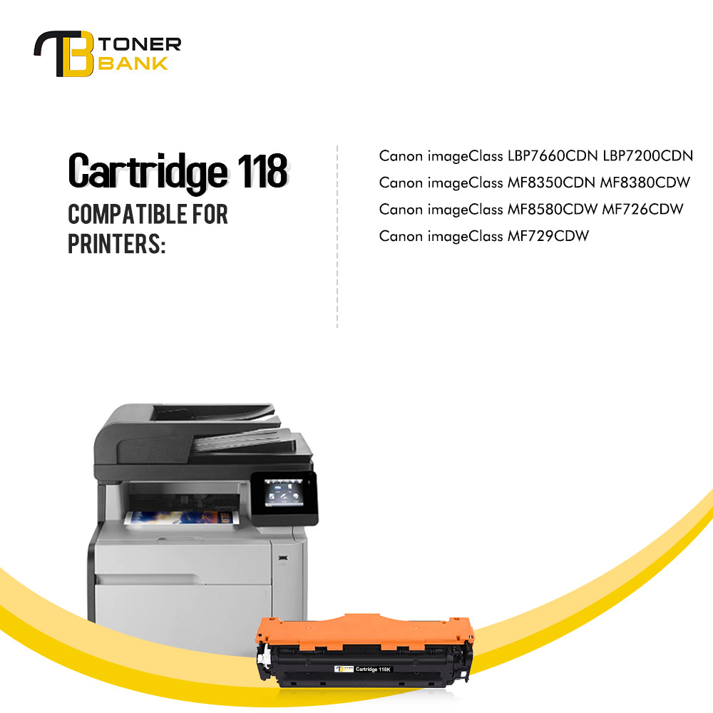 Toner Bank Compatible Toner Cartridge for Canon 118 image Class MF726CDW MF8580CDW LBP7660CDN LBP7200CDN Printer Replacement (Black Cyan Yellow Magenta, 4 Pack)