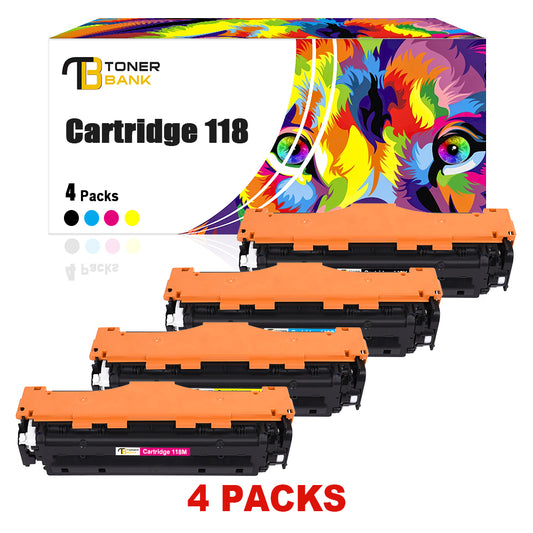 Toner Bank Compatible Toner Cartridge for Canon 118 image Class MF726CDW MF8580CDW LBP7660CDN LBP7200CDN Printer Replacement (Black Cyan Yellow Magenta, 4 Pack)