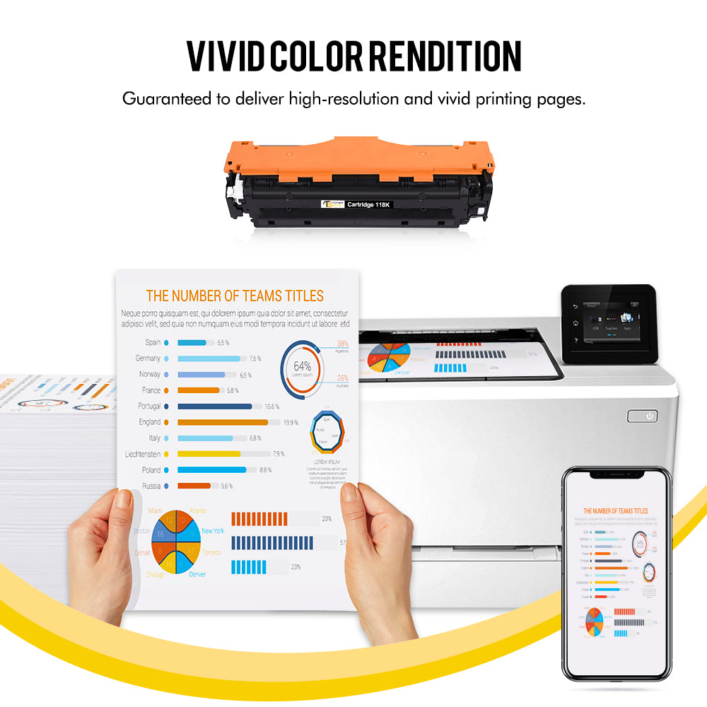 Toner Bank Compatible Toner Cartridge for Canon 118 image Class MF726CDW MF8580CDW LBP7660CDN LBP7200CDN Printer Replacement (Black Cyan Yellow Magenta, 4 Pack)