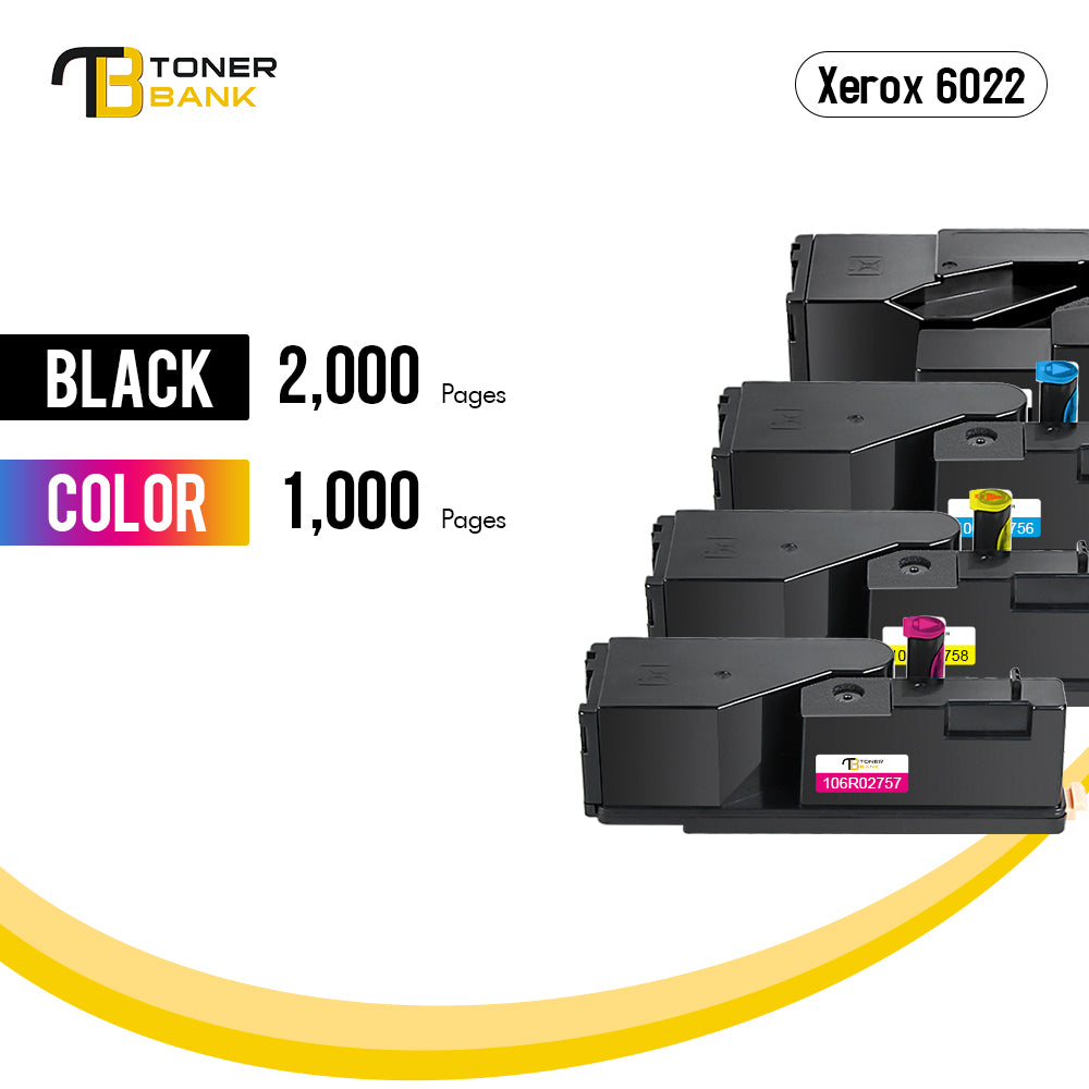 Toner Bank Compatible Toner Cartridge for Xerox 106R02759 106R02756 106R02758 106R02757 Phaser 6020 6022, WorkCentre 6025 6027 Printer Ink Toner Set ( 4-Pack, BK/C/M/Y)