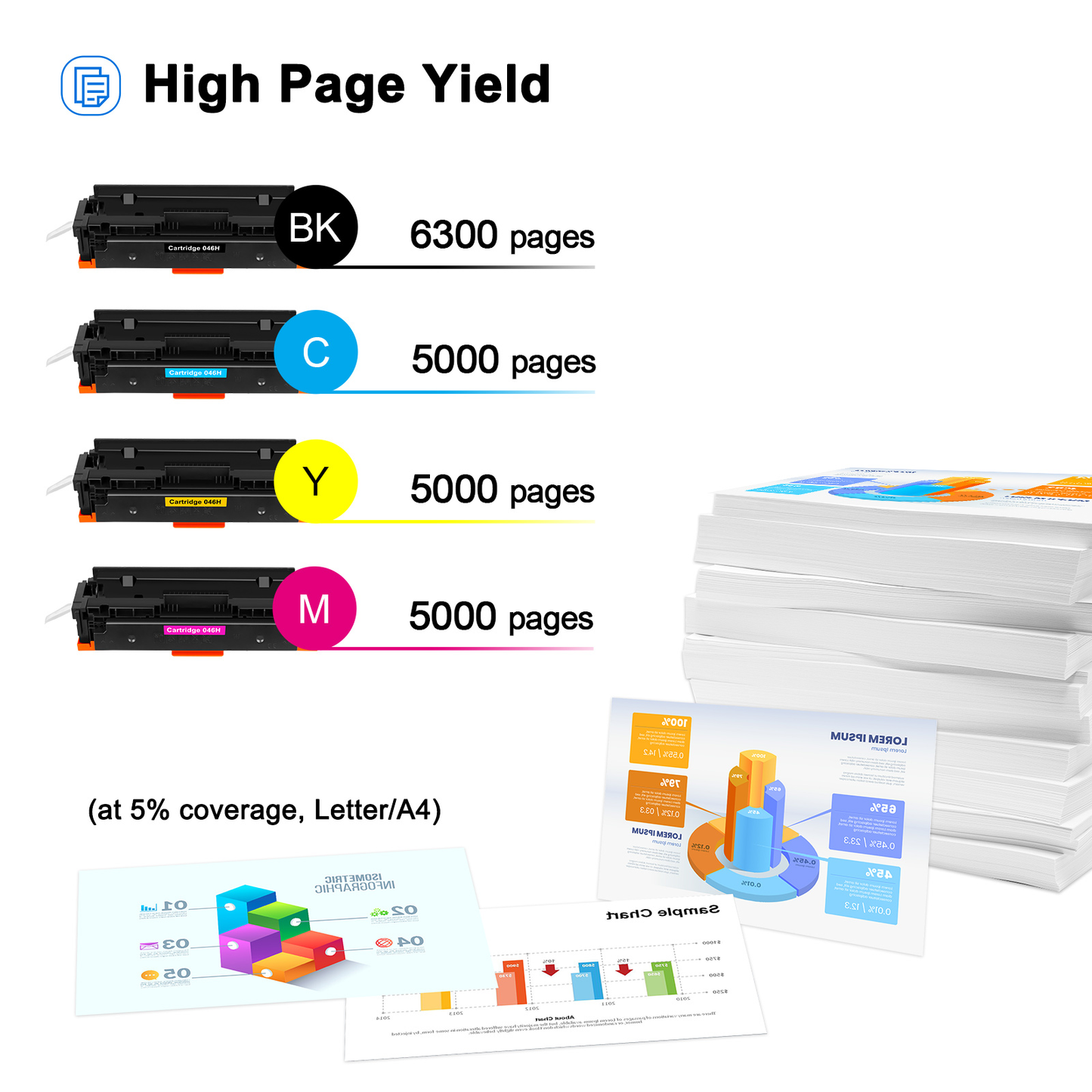 Toner Bank Cartucce toner compatibili come ricambio per Canon 046 046H, i-SENSYS MF735Cx MF734Cdw MF732 MF734 LBP653 LBP654 MF735 MF732Cdw LBP654Cx LBP653Cdw (nero, ciano giallo magenta, 4 pack)