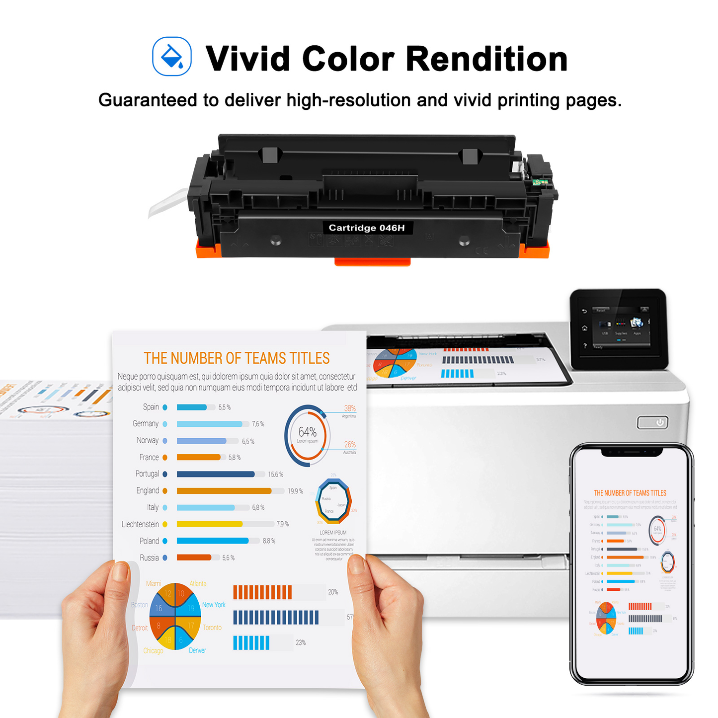 Toner Bank Cartucce toner compatibili come ricambio per Canon 046 046H, i-SENSYS MF735Cx MF734Cdw MF732 MF734 LBP653 LBP654 MF735 MF732Cdw LBP654Cx LBP653Cdw (nero, ciano giallo magenta, 4 pack)