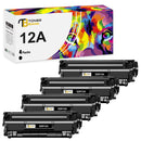 12A Black Toner Cartridge Compatible for HP 12A Q2612A Q2612D Laserjet 1012 1022 1020 1018 1022N 1010 3015 3050 3030 3052 3055 M1319F Printer Ink (4-Pack, Black)