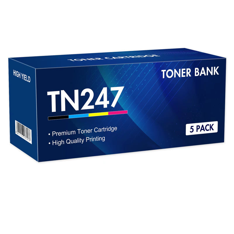 Toner Bank Compatible for Brother TN-243CMYK Toner Value Pack TN247 for Brother DCP-L3550CDW DCP-L3510CDW HL-L3210CW HL-L3230CDW MFC-L3750CDW MFC-L3710CW TN243CMYK Black Cyan Yellow Magenta 5-Pack