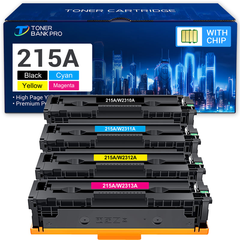 215A Toner Cartridge With chip 4-Pack Compatible for HP 215A W2310A for HP Color LaserJet Pro M182nw M183fw M182n M155a M155nw M182 M183 M155 Printer Ink (Black Cyan Magenta Yellow)