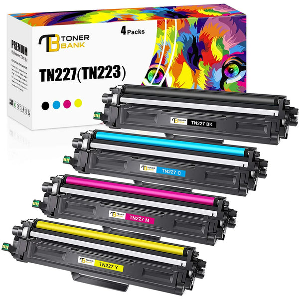 TN227 TN-227 Toner Cartridge Compatible for Brother TN227 TN223 TN-227BK/C/M/Y TN227BK for MFC-L3770CDW HL-L3290CDW HL-L3270CDW HL-L3230CDW MFC-L3750CDW MFC-L3710CW HL-L3210CW Printer (4-Pack)