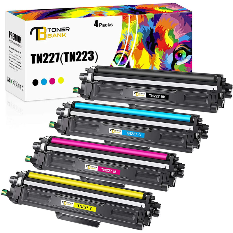 TN227 TN-227 Toner Cartridge Compatible for Brother TN227 TN-227BK/C/M/Y TN223 TN227BK for MFC-L3770CDW HL-L3270CDW HL-L3290CDW HL-L3230CDW MFC-L3750CDW MFC-L3710CW HL-L3210CW Printer Ink (4-Pack)