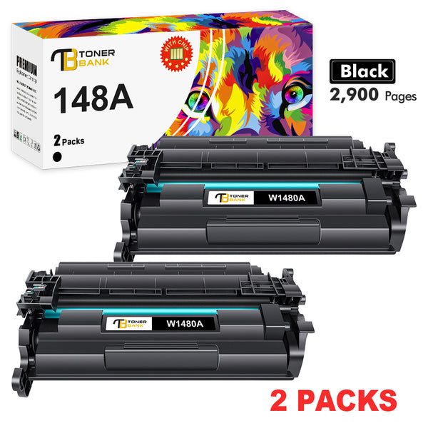 148A 148X Black Toner Cartridge No Chip Compatible for HP W1480A 148A W1480X 148X Laserjet Pro 4001dn MFP 4101fdw 4101fdn 4001n 4001dn 4001dw 2-Pack