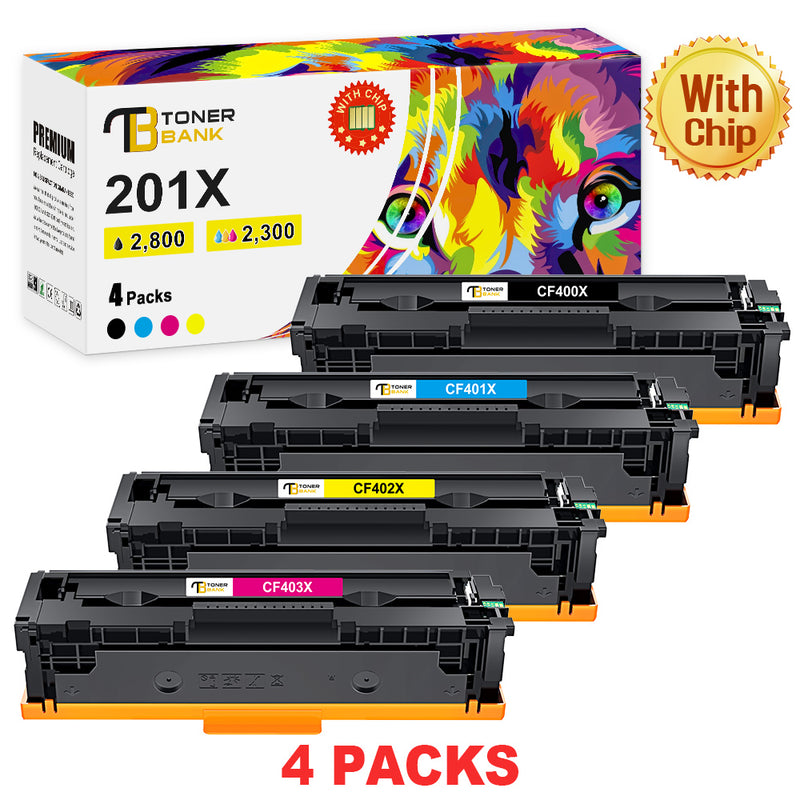 201A 201X CF400X Compatible Toner Cartridge Replacement for HP 201X CF400A CF400X CF401X CF403X CF402X High Yield M252dw M277dw M252n M277n Printer (Black Cyan Magenta Yellow, 4-Pack)